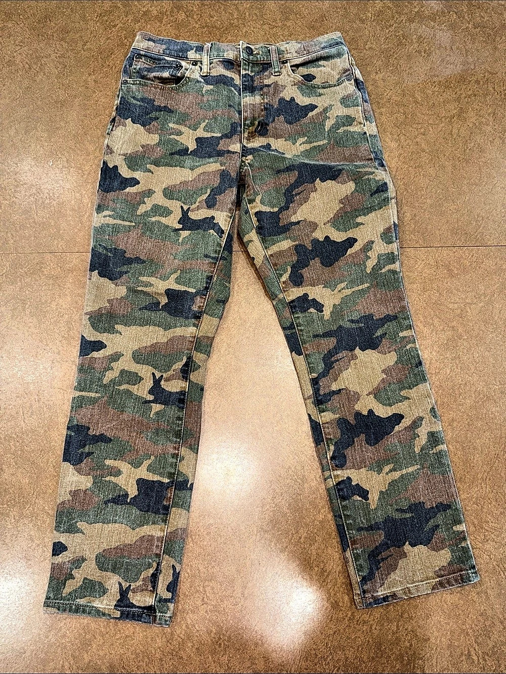Madewell The High-Rise Slim Boyjean Camo Straight Leg Jeans Waist 28 • See Pics